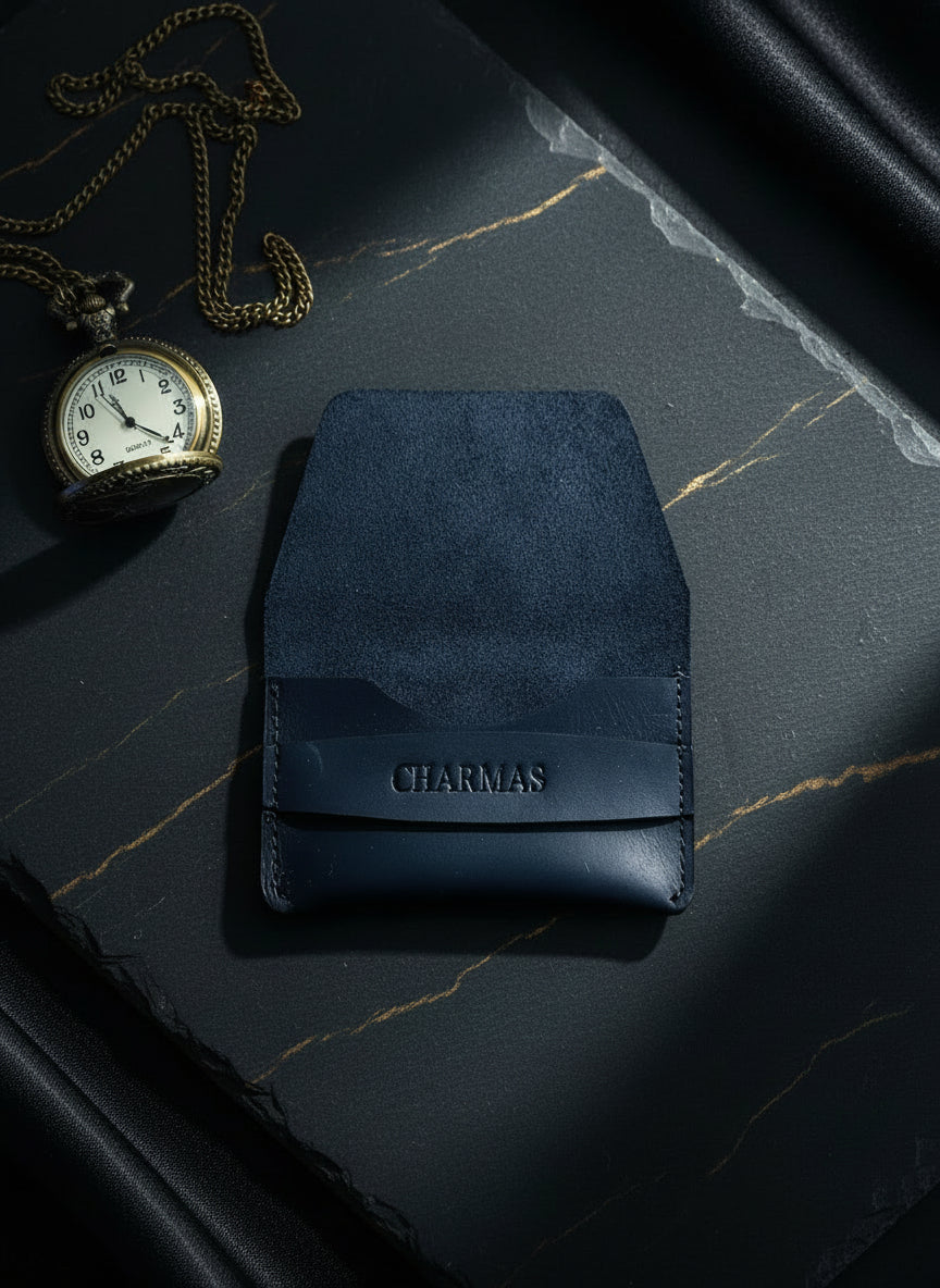 Black compact wallet showing card storage and craftsmanship