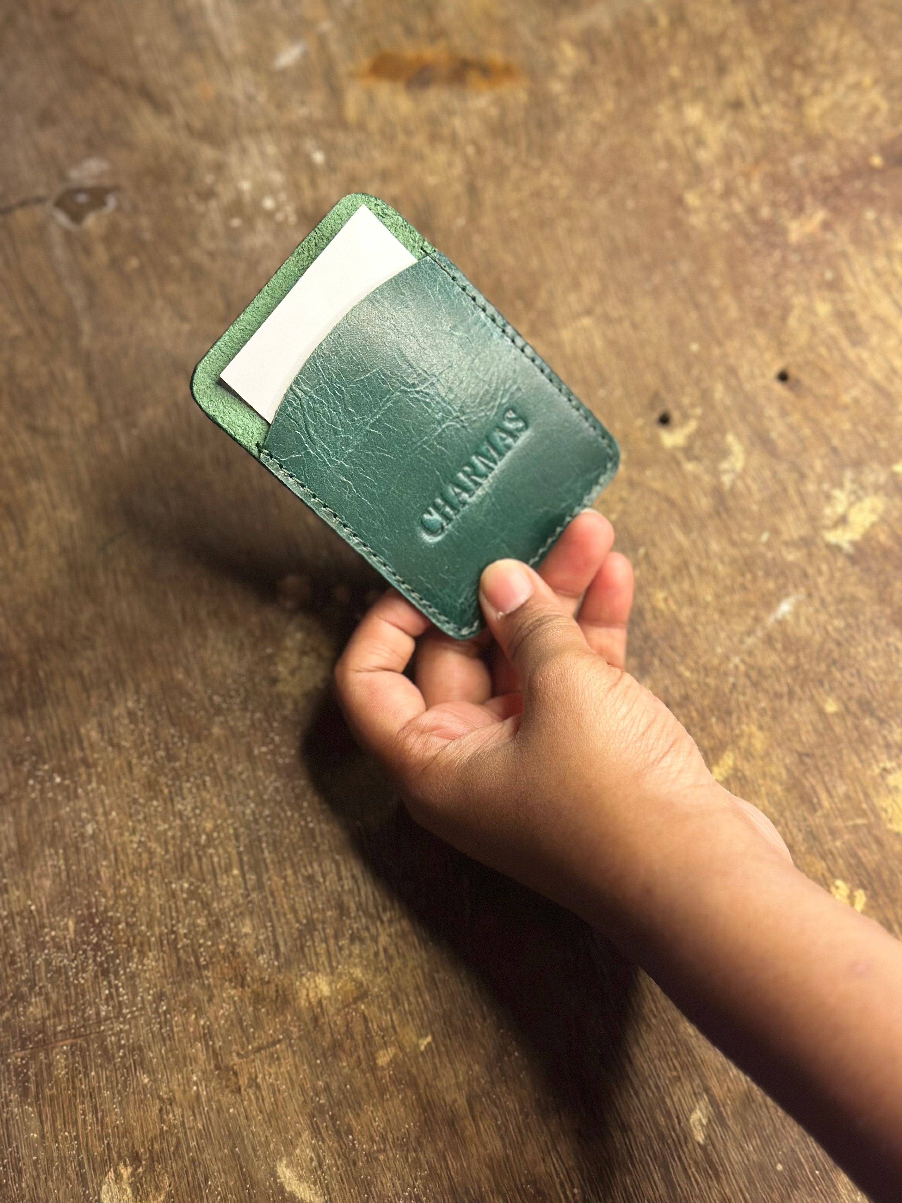 CHARMAS slim leather card holder for 2-3 cards