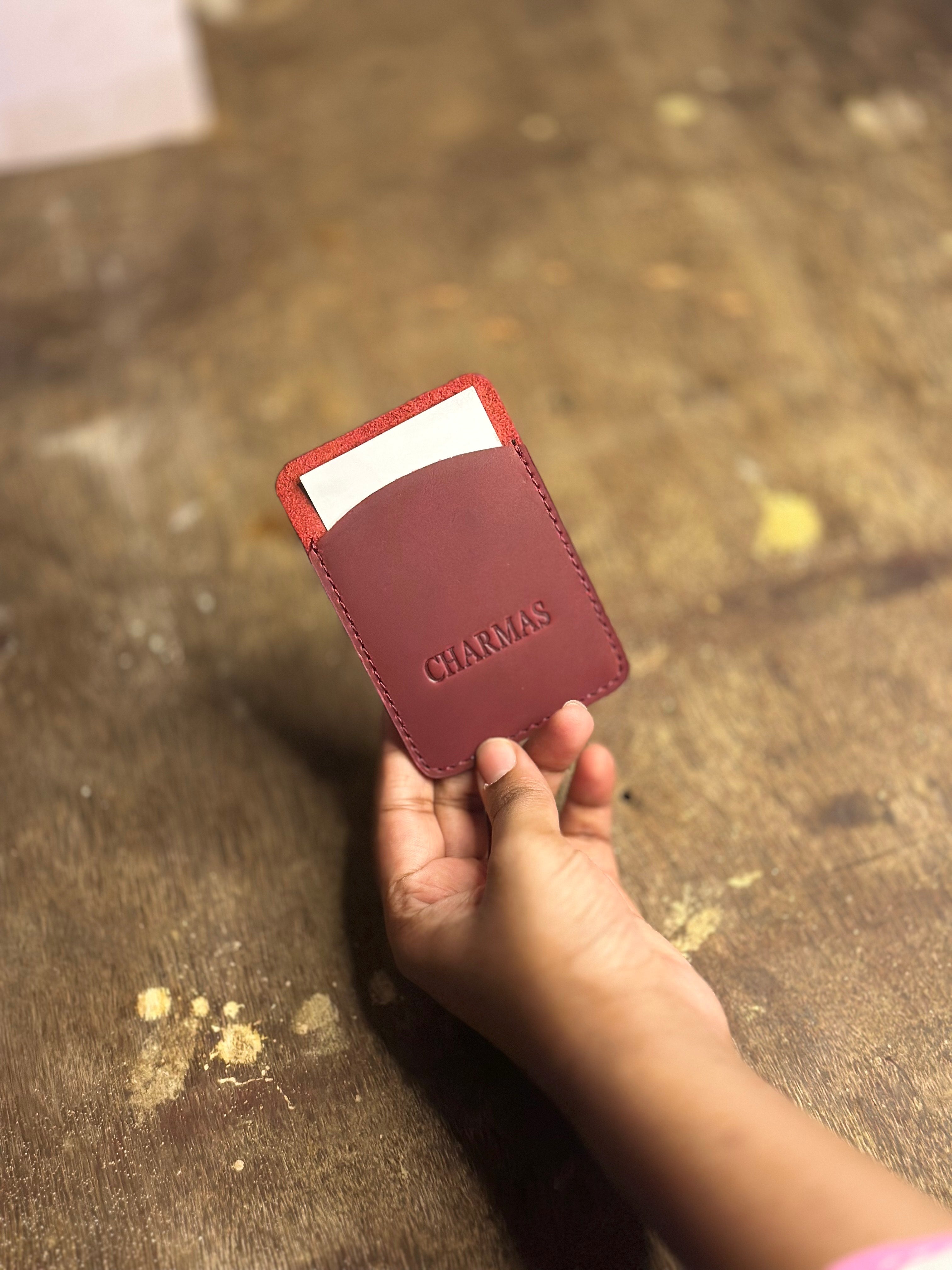 CHARMAS minimalist leather card holder with slim design